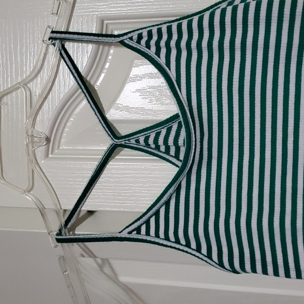 racerback striped cropped tank top